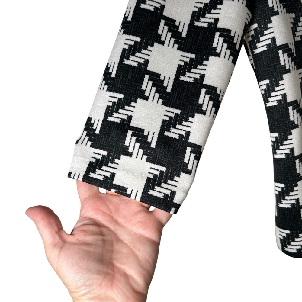 NYCC Bold Houndstooth Blazer Black White Single Gold Button Suit Jacket S - Picture 6 of 7